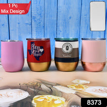 Stainless Steel Vacuum Insulated Mug with Lid, Tumbler (1 Pc / Mix Design & Color) - justgrabit.in | Just Grab It