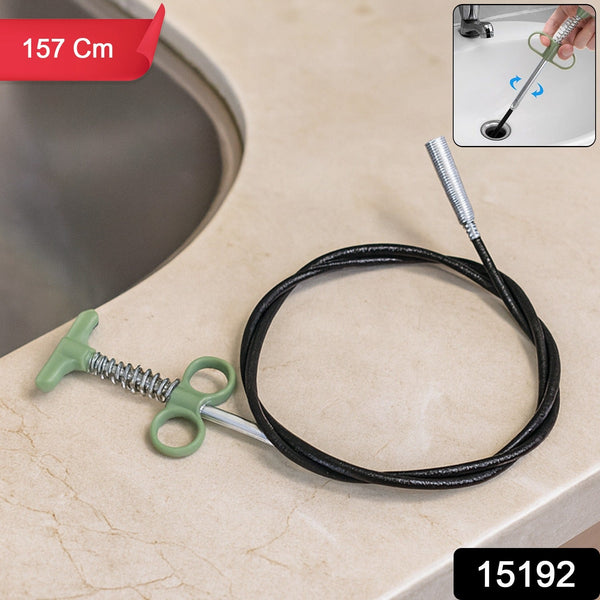Flexible Spring Drain Cleaning Tool with Hand Grip (1 Pc / 157 Cm) - justgrabit.in | Just Grab It