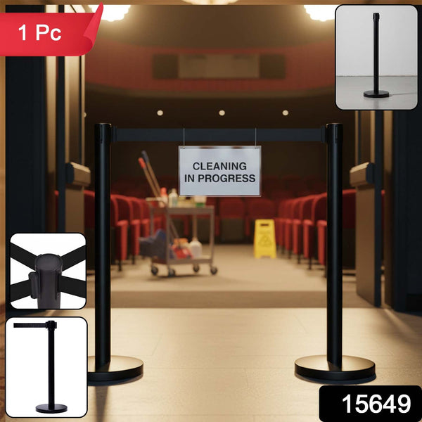 Heavy Duty Retractable Belt Crowd Control Pole with Sturdy Base – 1 Pc - justgrabit.in | Just Grab It