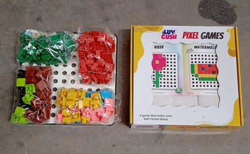 Pixel Cubes Toy for Children Early Education, Pixel Game Educational Board Games Board, Birthday Gift for Kids, Learning Math Toy, Brain Games, Math Puzzle (Approx 180 Cubes With Pixel Board & Book) - Justgrabit Inc.