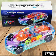 Automatic 360 Degree Rotating Transparent Gear Concept Car with Musical and 3D Flashing Lights Toy for Kids Boys & Girls (Multicolor / Battery Not Included) - Justgrabit Inc.