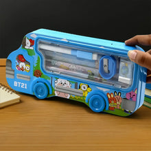 Bus Shape Compass Box for Boys, Kids School Accessories | Pencil Box with Wheels for Girls and Kids, String Operated Case Students School Supplies - Stationery Set Organizer Birthday Return Gift for Kids - Justgrabit Inc.