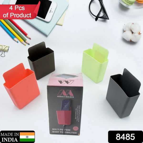 Multipurpose Plastic Wall Mounted Remote & Mobile Holder Stand – (Pack of 4) - justgrabit.in | Just Grab It