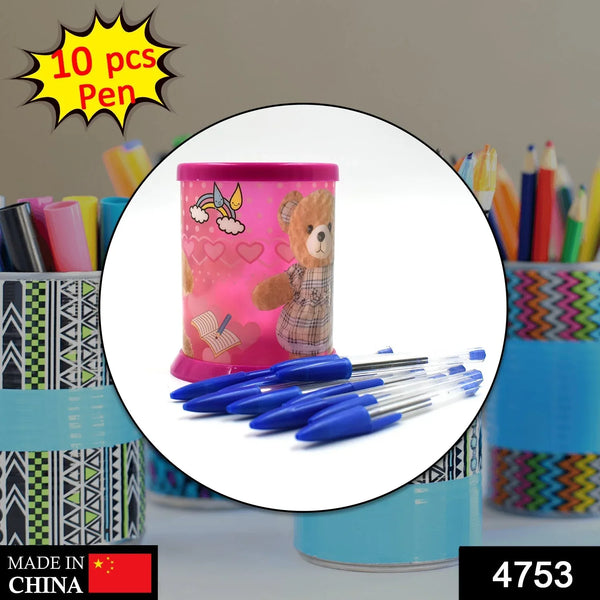 Perfect Writing Partner for Kids | Budget Friendly Stick Ball Point Pens (Pack of 10Pcs With DIY Stand) - Justgrabit Inc.