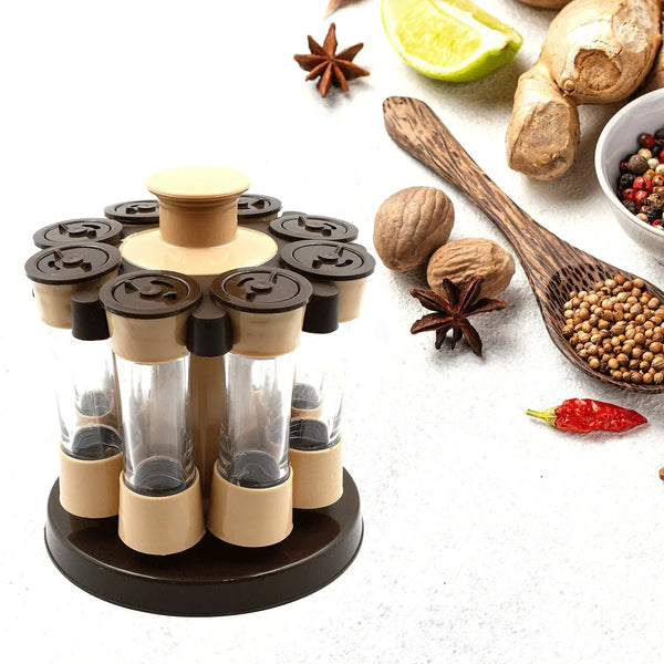Revolving Spice Rack, 8 Spice jars with 120 ml, Condiment Set - Justgrabit Inc.