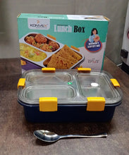 3 Compartment Transparent Stainless Steel Lunch Box for Kids - Justgrabit Inc.