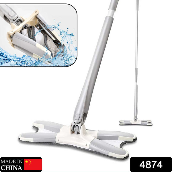 X - Shape Hands - Free Squeeze Microfiber Floor Mop for Home Cleaning - justgrabit.in | Just Grab It