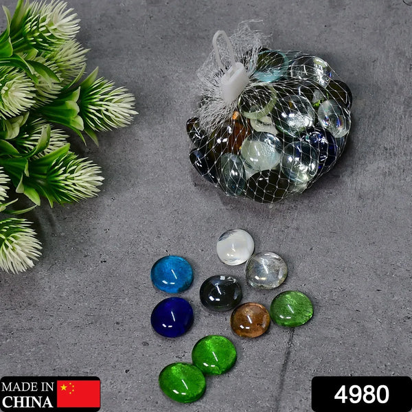 Glass Gem Stone, Flat Round Marbles Pebbles for Vase Fillers, Attractive pebbles for Aquarium Fish Tank. - Justgrabit Inc.