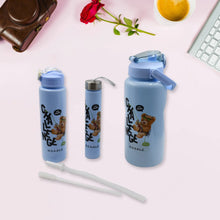 Plastic Water Bottle Set – BPA - Free, Leak - Proof, Cartoon Design for Kids & Gym (3 Pc Set) - justgrabit.in | Just Grab It