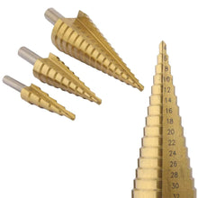 3X Large HSS Steel Step Cone Drill Titanium Bit Set Hole Cutter (4 - 32, 4 - 20, 4 - 12mm) - Justgrabit Inc.