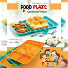 4 - Compartment Plastic Dish Set with Spoon & Fork – Versatile Dinner & Pav Bhaji Plate - Justgrabit Inc.