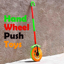 Plastic Single Wheel Push Run toy with handle and two lights on wheel. push toy for Kids. - Justgrabit Inc.