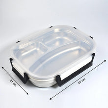 White Transparent Lunch Box for Kids and adults, Stainless Steel Lunch Box with 3 Compartments. - Justgrabit Inc.