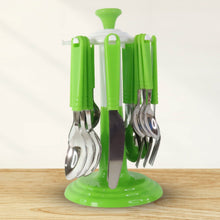 Stainless Steel Cutlery Set with Stand - (24 Pc) - justgrabit.in | Just Grab It