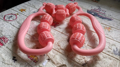 Muscle Massage Roller, 10 Wheels Relieve Soreness Leg Muscle Roller Fitness Roller Muscle Relaxer Massage Roller Ring Clip All Round Massaging Uniform Force Elastic PP Drop Shaped for Home Use (1 Pc) - justgrabit.in | Just Grab It