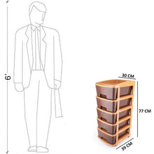5tier Plastic Modular Drawer System For Multiple Use (Brown colour) - Justgrabit Inc.