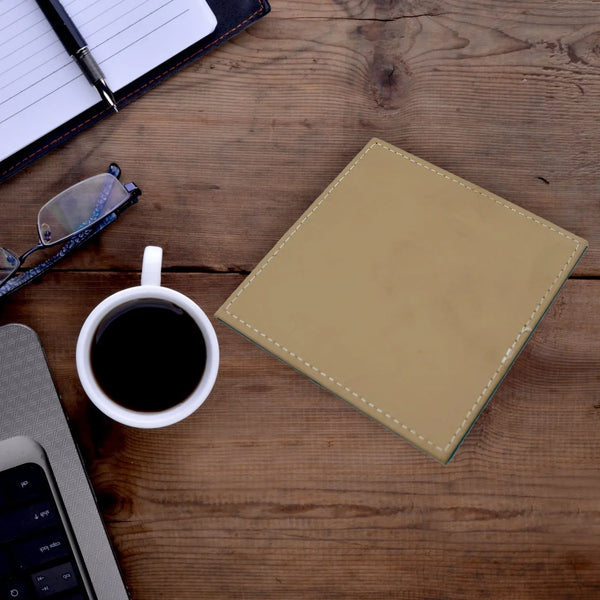 Square Leather Tea Coaster – Durable Dining Table Accessory (1 Pc) - justgrabit.in | Just Grab It