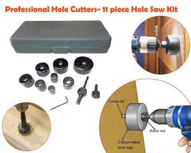 Wood Hole Saw Cutting Set (11 pcs, 19 - 64mm, Multicolour) - Justgrabit Inc.