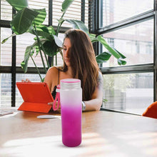 Motivational Glass Water Bottle Colorful potable Water Glass Bottle With Rubber Band, Daily Intake Hourly Water Bottle to Ensure You Drink Enough Water Throughout The Day Reusable Cycling Gym, Workout Fitness Bottle (350 ML) - Justgrabit Inc.