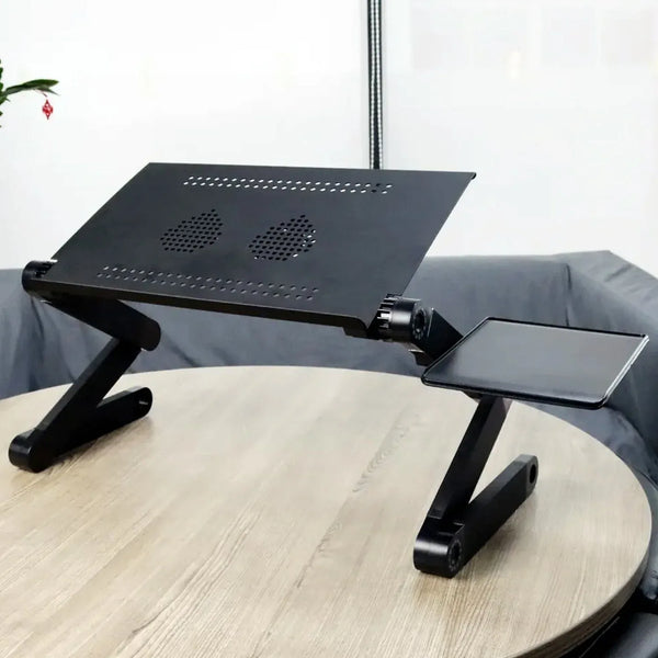 Modern Style Portable Adjustable Foldable Laptop Holder Notebook Desks Lap PC Folding Desk Table Vented Stand 2 Built in Cooling Fans - justgrabit.in | Just Grab It