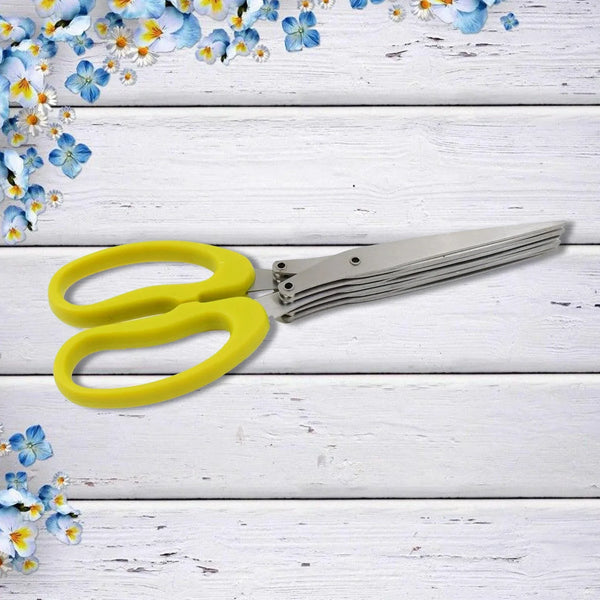 Multifunction Vegetable Stainless Steel Herbs Scissor with 5 Blades (1 Pc) - justgrabit.in | Just Grab It