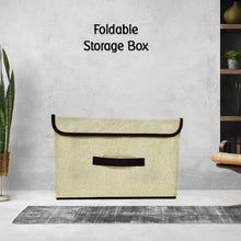 Foldable Cotton Linen Storage Box – Multi - Room Organizer with Lid & Handles - justgrabit.in | Just Grab It