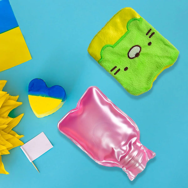 Green Kitty Hot Water Bag with Cover for Pain Relief & Warmth - Justgrabit Inc.