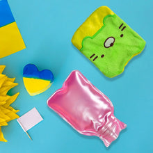Green Kitty Hot Water Bag with Cover for Pain Relief & Warmth - Justgrabit Inc.
