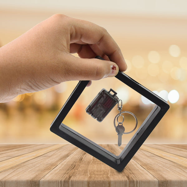 Suitcase Shape Nail Clipper Keychain Key & 3D Floating Frame Display Case (1 Set) - justgrabit.in | Just Grab It