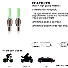 LED Flash Light lamp tyre Wheel Valve Sealing caps (2 Pc / Mix Color) - Justgrabit Inc.