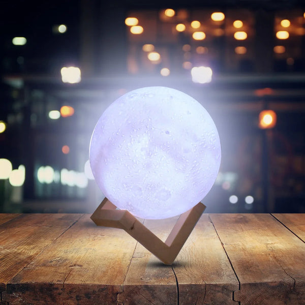 Moon Night Lamp with Plastic Stand Night Lamp for Bedroom (19 x14 Cm / 1 Pc) - justgrabit.in | Just Grab It