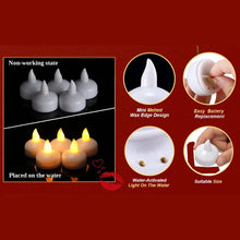 8 - Piece Battery Operated Flameless Floating Candles in Transparent Box – Decorative Wedding Tea Lights, Diwali - Justgrabit Inc.