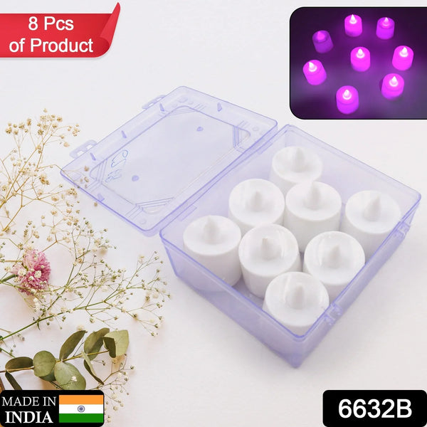 Pink Flameless LED Tealights, Smokeless Plastic Decorative Candles - Led Tea Light Candle For Home Decoration , Diwali (Pack Of 8pc) ( Diya , Divo , Diva , Deepak , Jyoti) - justgrabit.in | Just Grab It