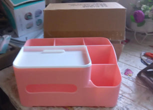 6 - Compartment Desk Organizer – Multi - Function Storage for Tissue, Stationery, Remote & Mobile (Home/Office) - Justgrabit Inc.