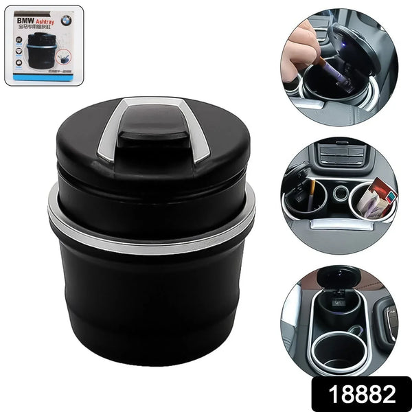 Portable Car Ashtray with Lid and Blue LED Light (1 Pc / With Color Box) - Justgrabit Inc.