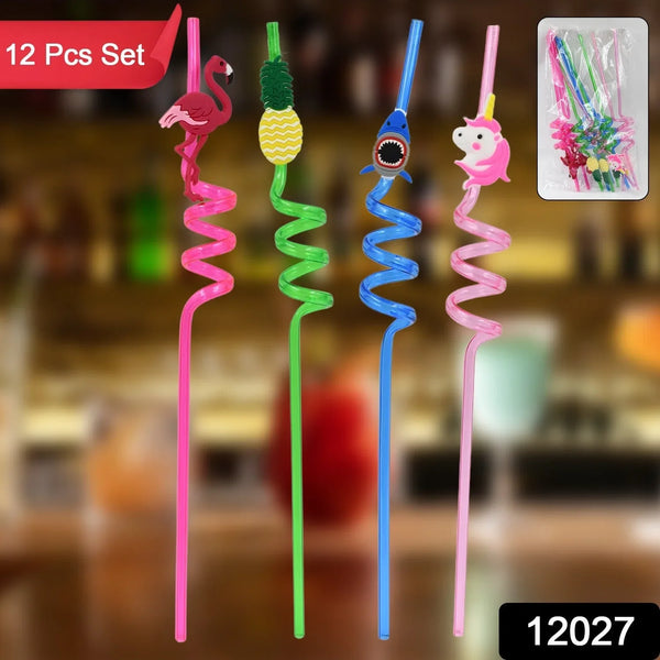 Reusable Plastic Straws (12 pcs Set / Mix Design) - justgrabit.in | Just Grab It