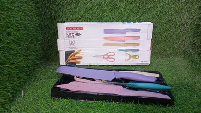 Colorful Chef Knife Set for Cutting (6 Pc, Non - Stick Steel) - justgrabit.in | Just Grab It