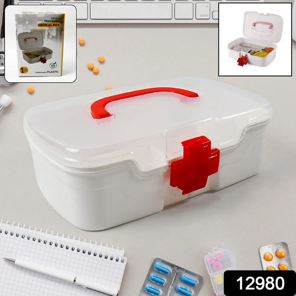 3 - Compartment First Aid Box - Portable Medicine Storage with Detachable Tray & Transparent Lid - Justgrabit Inc.