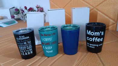 Stainless Steel Vacuum Insulated Mug with Lid, Tumbler (1 Pc / Mix Design & Color) - justgrabit.in | Just Grab It