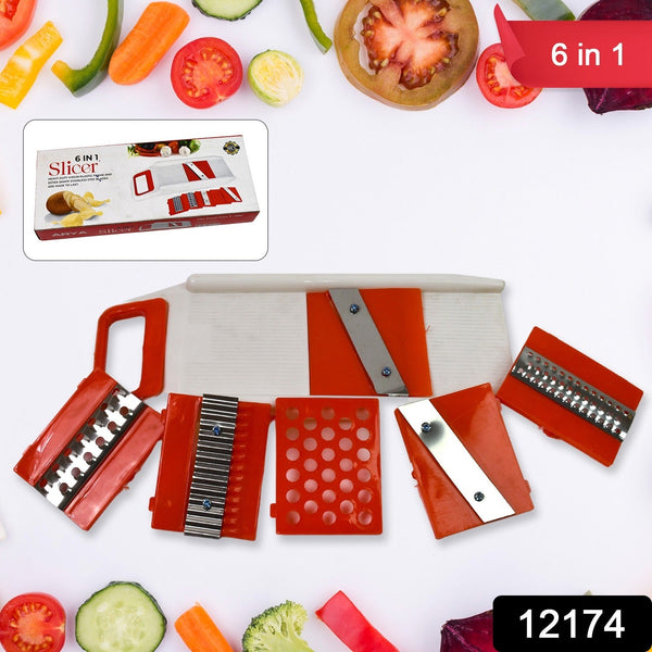 Plastic 6 in 1 Vegetables Slicer, Cutter and Fruit Dicer Grater (1 Set) - justgrabit.in | Just Grab It
