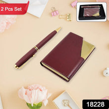 Leather Professional Business Visiting Card Case With Luxury Ballpoint Blue Pens (2 Pc Set / With Gift Box) - justgrabit.in | Just Grab It