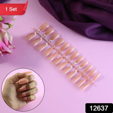 Elegant Nude Glossy Artificial Nail Tips fake nails (24 Pc Set) - justgrabit.in | Just Grab It