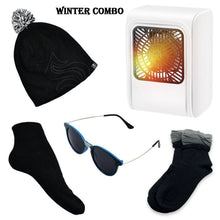Winter Warm Set - Bennie hat, Room Heater, Sunglasses And Socks (5 Pcs Combo) - justgrabit.in | Just Grab It