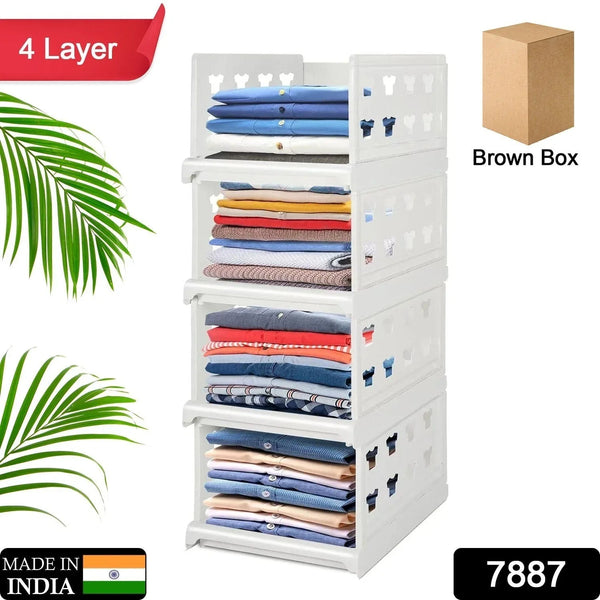 4 - Layer Stackable Foldable Storage Organizer Cart for Kitchen, Closet, Bedroom & Bathroom - Justgrabit Inc.