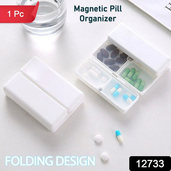 Magnetic Pill Organizer, 7 Compartments Portable Pill Case Travel Pill Organizer, Folding Design Pill Box for Purse Pocket to Hold Vitamins, Cod Liver Oil, Supplements, Medicine Box (1 Pc) - Justgrabit Inc.
