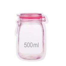 Reusable Airtight Seal Plastic Food Storage Mason Jar Zipper (500ml) - justgrabit.in | Just Grab It