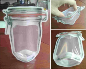 Reusable Airtight Seal Plastic Food Storage Mason Jar Zipper (500ml) - justgrabit.in | Just Grab It