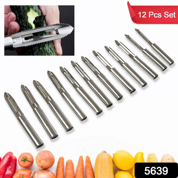 Stainless Steel Peeler Set – Multi - Purpose Handle for Peeling & Shredding (12 Pcs Set) - Justgrabit Inc.