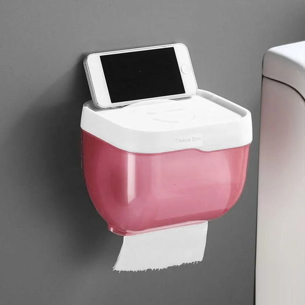 2 - in - 1 Bathroom Tissue Dispenser & Phone Holder (Self - Adhesive, Waterproof) - Justgrabit Inc.
