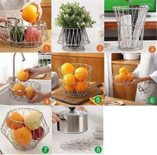 Multipurpose Fruit Basket Stainless Steel Wire Bowl Foldable Basket for Vegetable / Fruits / Dining - Justgrabit Inc.